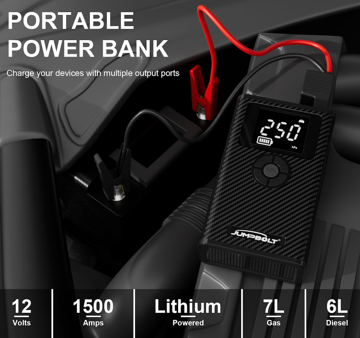 Φορητό power bank και μίζα αυτοκινήτου