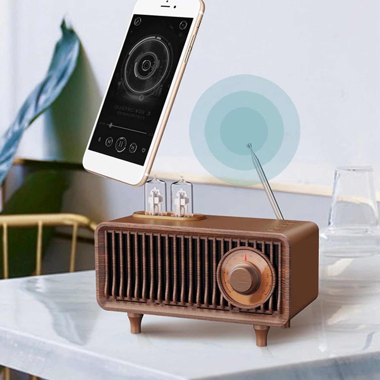 Ραδιόφωνο με ηχείο Bluetooth vintage ξύλινο ρετρό στυλ