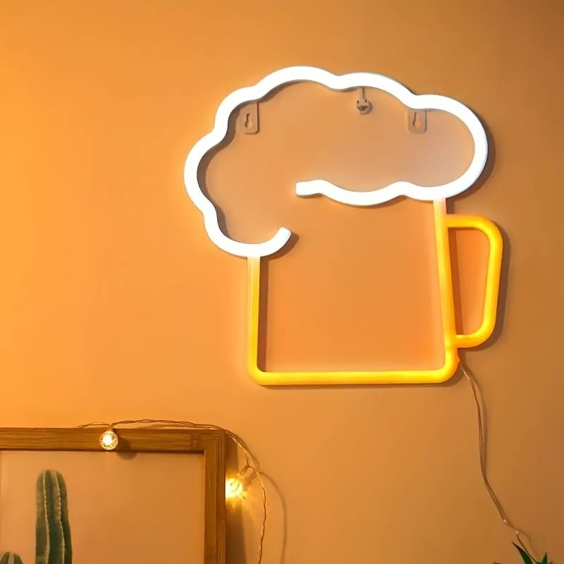 Πινακίδα LED φωτιζόμενη στον τοίχο, κρεμαστό νέον - μπύρα
